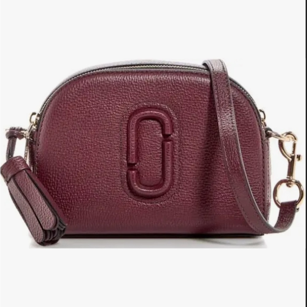 Marc Jacobs Burgundy Crossbody Bag with Pebbled Leather and Gold Hardware